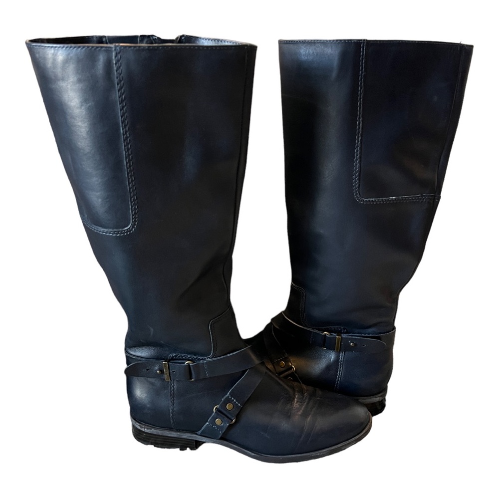 Nine West navy blue leather riding boots